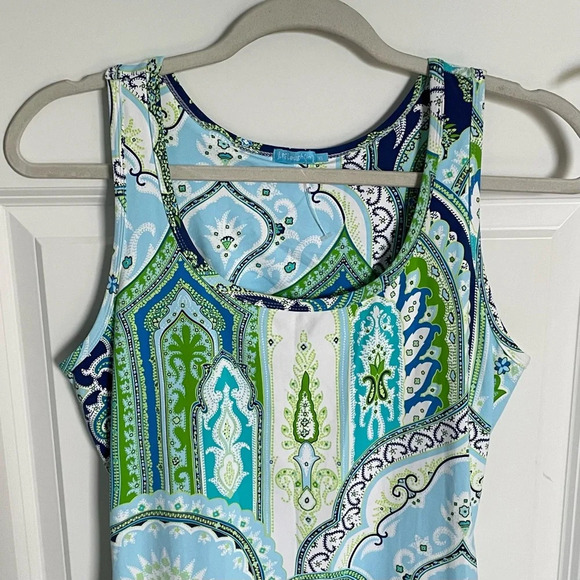 J. McLaughlin Green and Blue Paisley Print Maxi Dress 29669 - Picture 3 of 15